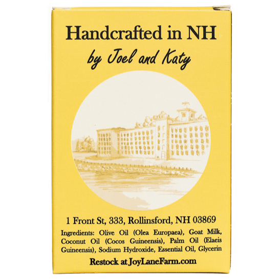 Lemongrass essential oil in goat milk soap for dry sensitive skin and acne made in NH by Joy Lane