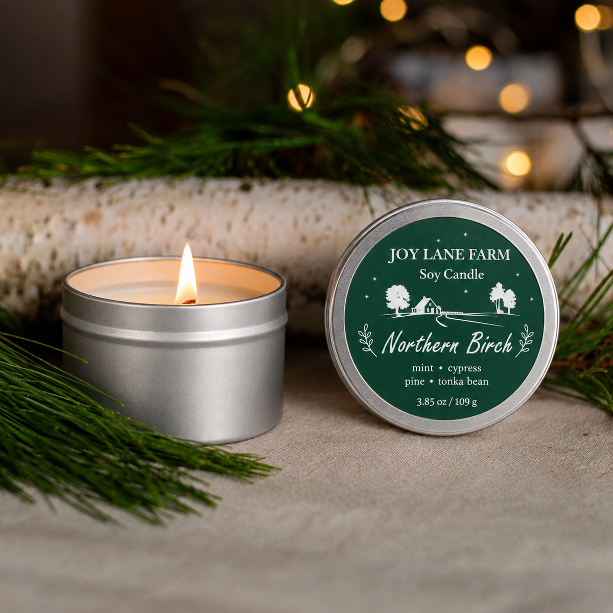 Northern Birch Holiday Tin Candle
